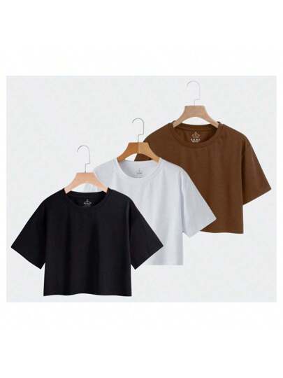 kit 3 camiseta Cropped basica