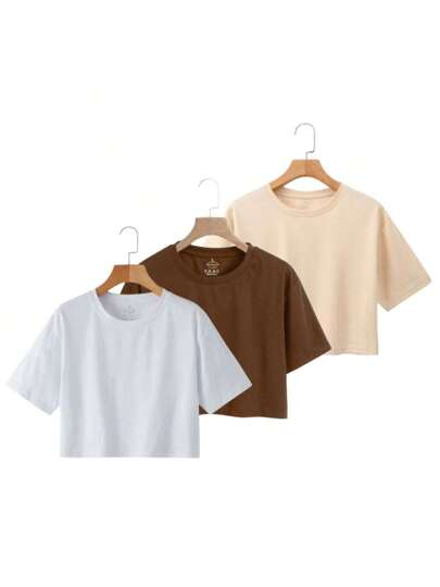 kit 3 camiseta Cropped basica