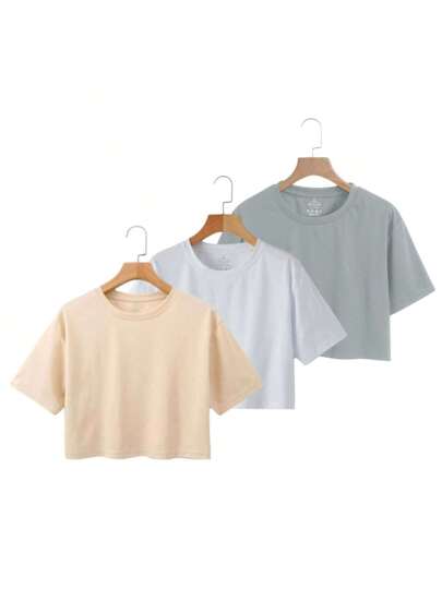 kit 3 camiseta Cropped basica