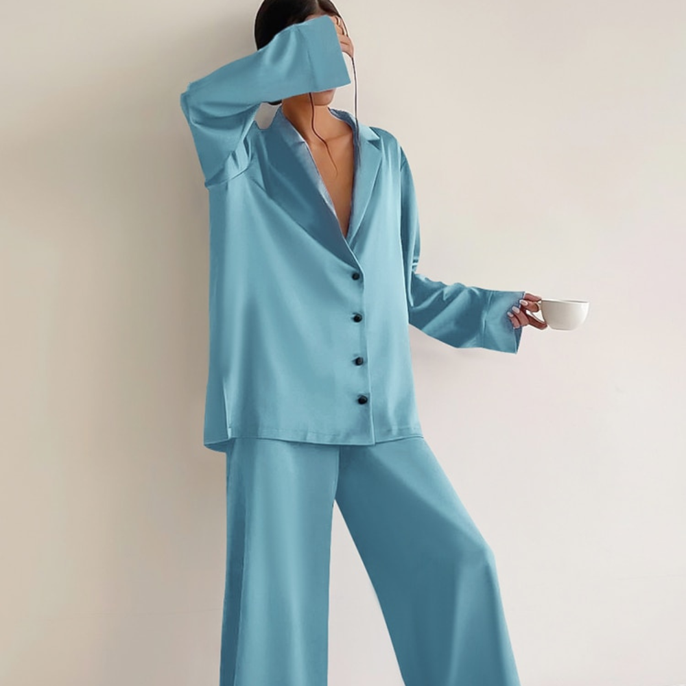 Pijama Feminino de Cetim Longo - Chicago