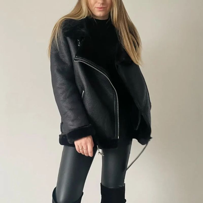 jaquetas jaqueta jaqueta de inverno jaqueta feminina Jaquetas e Blusões jaqueta de frio jaqueta forrada jaqueta mulher comprar jaqueta Jaqueta Couro Peluciada Reverie