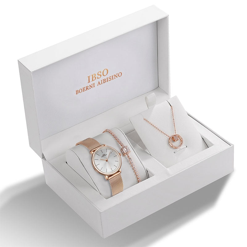 Relógio feminino relogios Pulseira feminina pulseira e colar presente para mulheres Presente para ela kit relógio pulseira e colar kit relógio e pulseira kit Kit de relógio ideias de presente para namorada ideias de presente barato Conjunto de joias de luxo Conjunto de joias Colar feminino Aço com pedras cravejadas