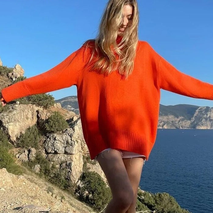 Suéter Liso Suéter de Malha Suéter Alongado Suéter Suéter Grosso Suéter de Manga Longa Suéter Solto Suéter com Gola Alta suéter peluciado