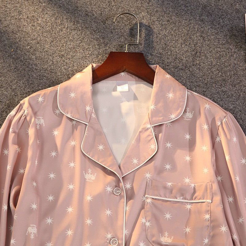 Pijama Feminino Americano Longo - Celeste