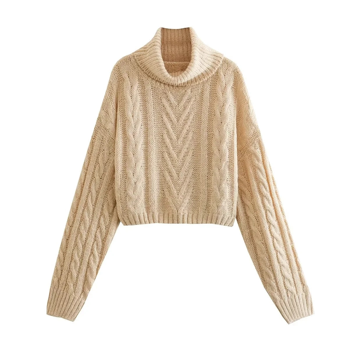 Suéter Grosso Suéter de Malha Suéter Cropped de Gola Alta Suéter Cropped Suéter com Gola Alta Suéter suéter peluciado Suéter de Manga Longa suéter feminino