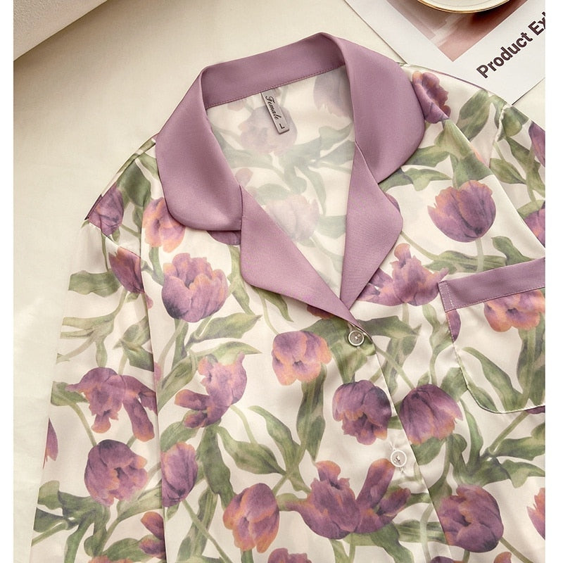 Pijama Feminino Longo - Tulipas