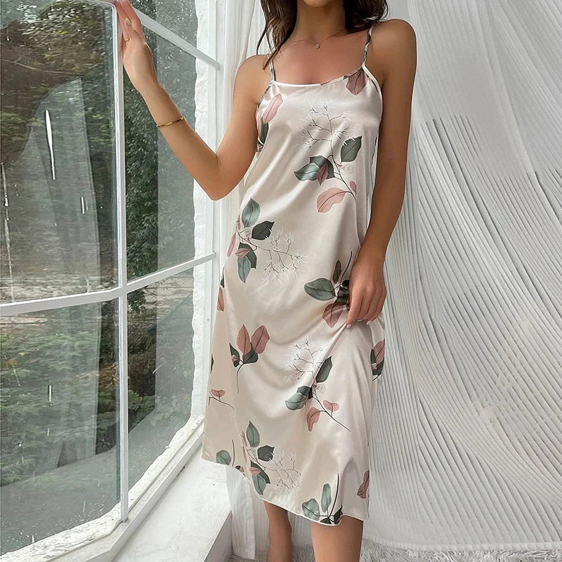 Camisola Midi em Cetim - Beige Crush