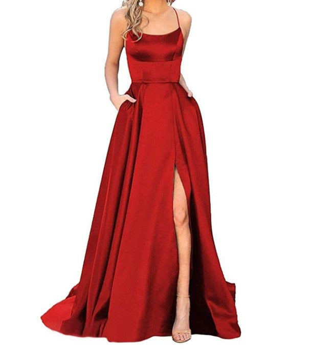 Vestido Longo de Festa de Cetim - Jolie