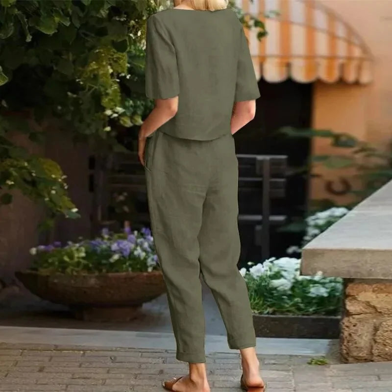 Conjunto Feminino Camisa e Calça Alfaiataria Belina