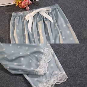 Pijama Feminino Americano Longo -Celeste
