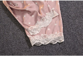 Pijama Feminino Americano Longo -Celeste