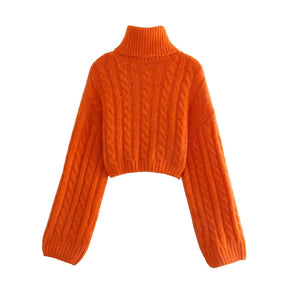 Suéter Grosso  Suéter de Malha  Suéter Cropped de Gola Alta  Suéter Cropped  Suéter com Gola Alta  Suéter  suéter peluciado  Suéter de Manga Longa  suéter feminino