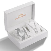 Relógio feminino relogios Pulseira feminina pulseira e colar presente para mulheres Presente para ela kit relógio pulseira e colar kit relógio e pulseira kit Kit de relógio ideias de presente para namorada ideias de presente barato Conjunto de joias de luxo Conjunto de joias Colar feminino Aço com pedras cravejadas