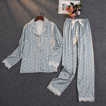 Pijama Feminino Americano Longo -Celeste