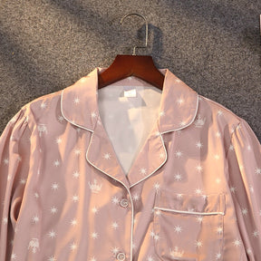 Pijama Feminino Americano Longo -Celeste