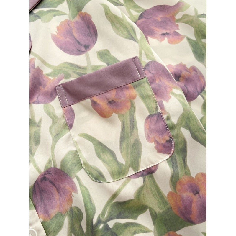 Pijama Feminino Longo - Tulipas