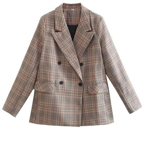 Blazer Xadrez  Blazer Longo Grosso Xadrez de Cintura Larga Ninon  Blazer Longo  Blazer Grosso  Blazer de Cintura Larga  Blazer com Botões  Blazer  Blazer Liso  blazer feminino  blazer  Blazer Feminino Liso