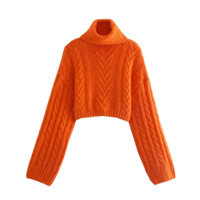 Suéter Grosso  Suéter de Malha  Suéter Cropped de Gola Alta  Suéter Cropped  Suéter com Gola Alta  Suéter  suéter peluciado  Suéter de Manga Longa  suéter feminino