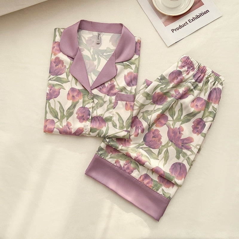 Pijama Feminino Longo - Tulipas