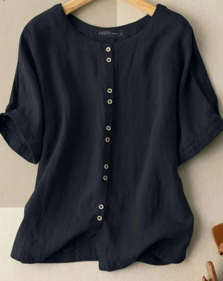 Blusa Casual Manga Curta - 100% Algodão