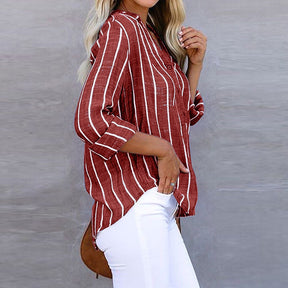 Camisa Feminina Despojada em Listras - Elisa