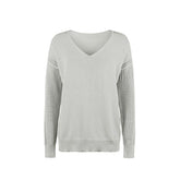 Suéter Feminino  Suéter Solto  Suéter Liso  Suéter Grosso  Suéter de Manga Longa  Suéter  Blusa Manga Longa feminina  Blusa com gola V  suéter feminino