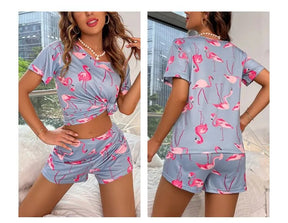 Pijama  Feminino Flamingos Curto