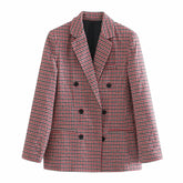 Blazer Xadrez de Cintura Larga Faustine  Blazer de Cintura Larga  Blazer com Botões  Blazer  Blazer Grosso  blazer  Blazer Xadrez  blazer feminino  Blazer Feminino Liso  Blazer de Dois Botões  Blazer Longo