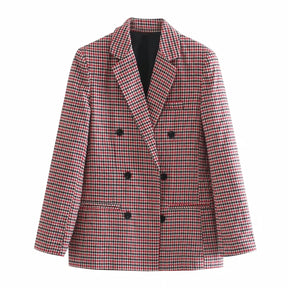 Blazer Xadrez de Cintura Larga Faustine  Blazer de Cintura Larga  Blazer com Botões  Blazer  Blazer Grosso  blazer  Blazer Xadrez  blazer feminino  Blazer Feminino Liso  Blazer de Dois Botões  Blazer Longo