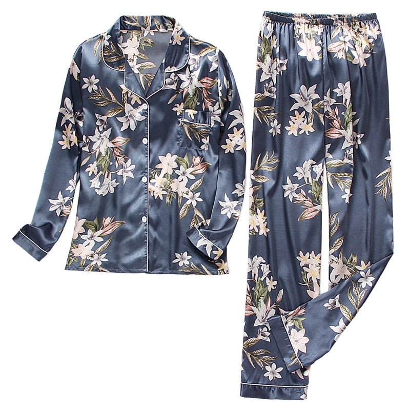 Pijama Feminino Longo em Cetim - Atenas