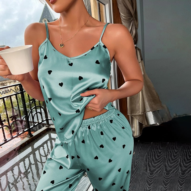 Pijama Feminino Longo em Cetim - Aisha