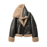 Casaco Manga Longa  Casaco Grosso  Casaco de Inverno  Casaco Curto  Casaco Curto de Couro  Casaco Curto de Couro- Dreamy  casaco  casaco feminino  casaco de inverno feminino  casaco com bolso  casaco forrado