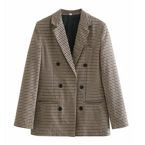 Blazer Xadrez de Cintura Larga Faustine  Blazer de Cintura Larga  Blazer com Botões  Blazer  Blazer Grosso  blazer  Blazer Xadrez  blazer feminino  Blazer Feminino Liso  Blazer de Dois Botões  Blazer Longo