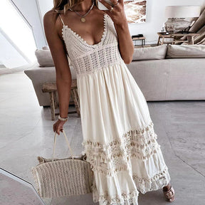 Vestido Longo c/Renda Crochê - Yara