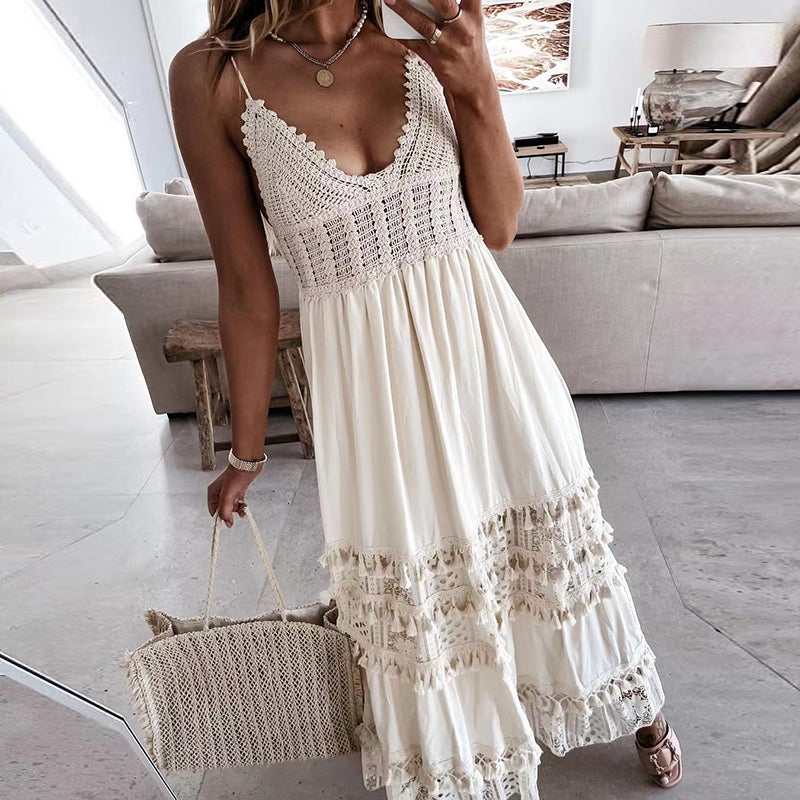 Vestido Longo c/Renda Crochê - Yara