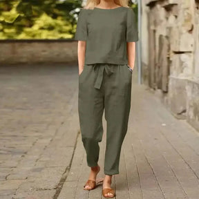 Conjunto Feminino Camisa e Calça Alfaiataria Belina