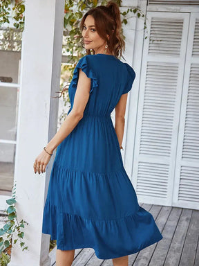Vestido Midi Soltinho com Mangas Leves - Bella Bruna